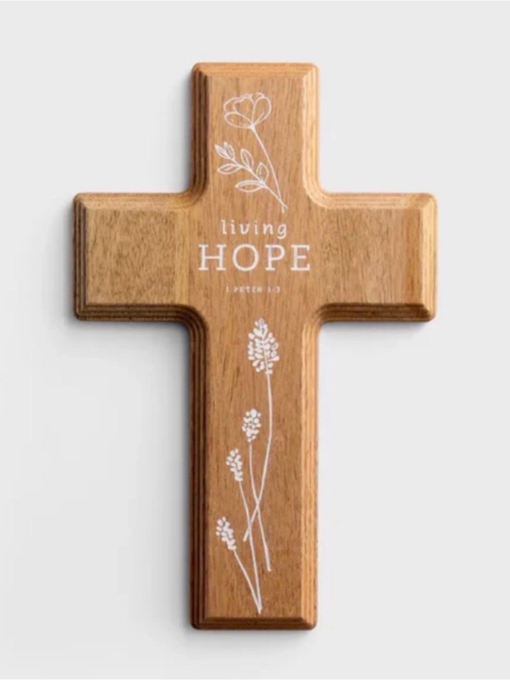 Mary & Martha by DaySpring - ‘Living Hope’ 1 Peter 1:3 hanging Wooden Wall Cross